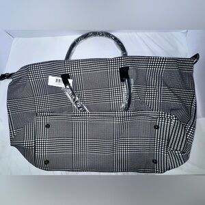 NWT LULU DHARMA Weekender Bag - Black and White Plaid